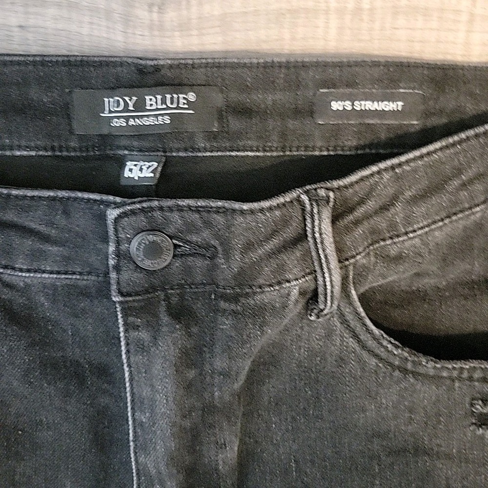 Judy Blue Jeans Womens 15/32 Black Washed Distressed Denim High Rise‎ Straight - Picture 8 of 12